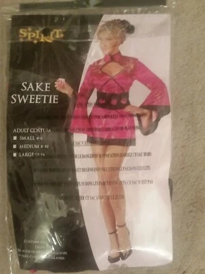 Sake Sweetie Halloween Costume Pink & Black Kimono Style Medium 8-10 - Image 1 of 3