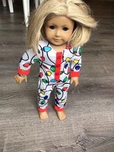 American Girl Kit Doll With Custom Holiday Pajamas 18” Fashion Doll Blonde Blue - Picture 1 of 13