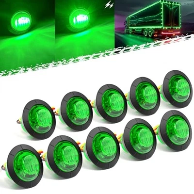  3/4" Strobe+Steady Marker Lights Dual Function Green Trailer LED Green, 10Pcs - Image 1 of 4