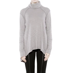 Free People Women's Size M Gray Thermal Knit Split Back Top Casual We The Free - Picture 1 of 9