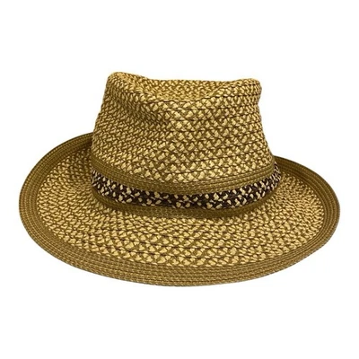 Eric Javits Hat Fedora UPF 50+ Tan Brown Classic packable Straw Squishee Sun O/S - Image 1 of 4