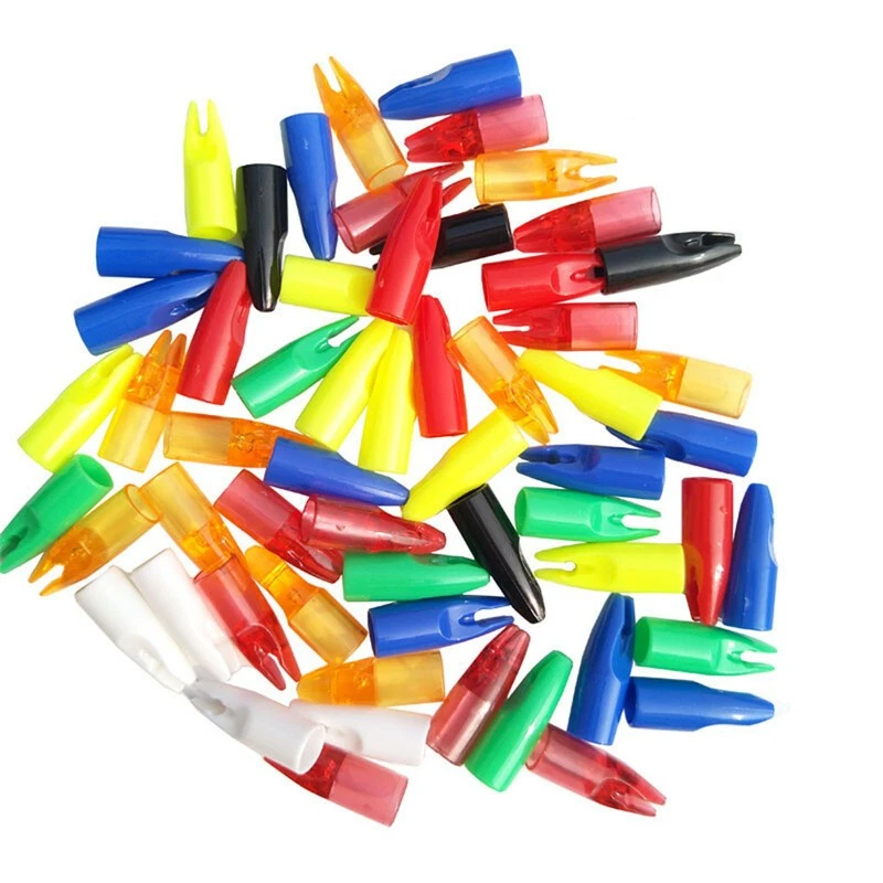 50X Archery Arrow Nocks 8mm Glue on Plastic Tails Wood Bamboo Shaft Bow Hunting - Image 1 of 4