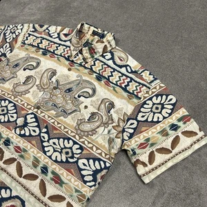Vintage Chaps Ralph Lauren Shirt Mens Large Paisley Aztec Print Short Sleeve 90s - Picture 1 of 8
