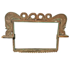 Vintage Wooden Frame Hand Carved Dragons Folk Art Rustic 22" x 14" Asia - Picture 1 of 7