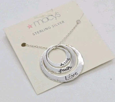 Collar Colgante Círculo Esperanza Fe Amor Plata de Ley 925 Macy's Tres Círculos Foto 1 de 4