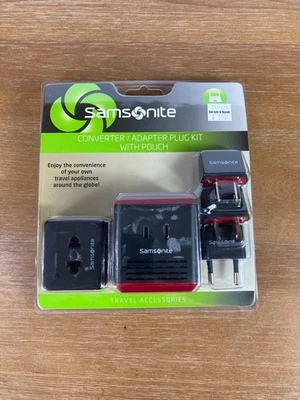 New Sealed Samsonite Travel Converter Adapter Plug kit w/Pouch 49604-1073 - Image 1 of 2