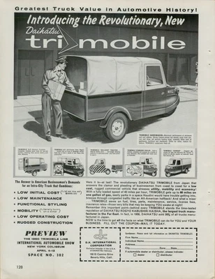 1959 Daihatsu Tri Mobile Handiwagon Tractor Pick-Up Original Vintage Print Ad - Image 1 of 2