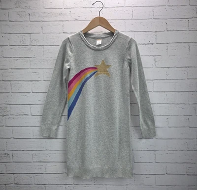 Gymboree Girls Size 12 Shooting Star & Rainbow Sweater Dress Heather Gray - Image 1 of 4