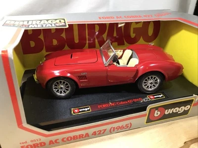 Ford AC Cobra 427 1965 Burago 1:24 Diecast código 0513 sin plástico delantero  Foto 1 de 4