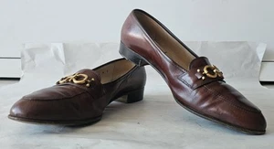 Salvatore Ferragamo Women's Loafers Gancini Gold Buckle Leather Brown Size 9 - Picture 1 of 15