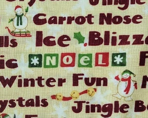 Christmas XMAS Words Snowman Noel Bells Debbie Mumm JoAnn Cotton Fabric 34" - Picture 1 of 6
