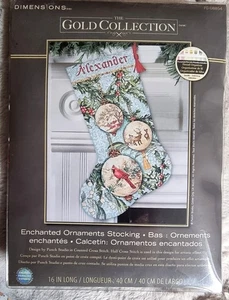 Dimensions Gold Collection Cross Stitch Kit ENCHANTED ORNAMENTS STOCKING New - Picture 1 of 6