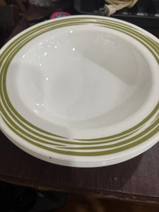 Corning CorelleWare STROKES OF COLOR APPLE GREEN 10.5" Pasta Bowls x4 RARE - Picture 1 of 5