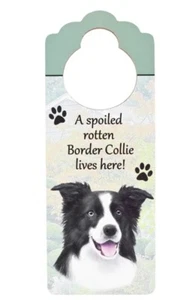 NUEVO Colgador de pomo de puerta Border Collie hecho de madera clara 10" X 4" - Imagen 1 de 1