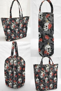 Bolsas de regalo de tela reutilizable Skulls Webs & Roses y/o bolsas de mano - Imagen 1 de 7