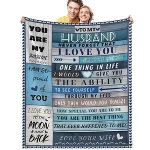 to My Husband Blanket Anniversary Romantic Gifts for Him for Husband Soft Coz... - Picture 1 of 9