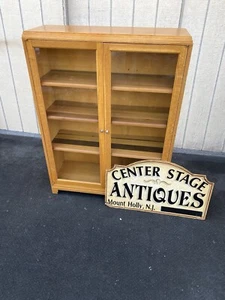 66237 Solid Oak Bookcase Curio Cabinet - Picture 1 of 12