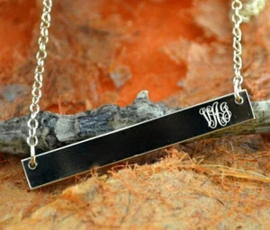 Personalisierte Bar Namenskette, individuell, Monogramm, graviert, Initiale, Datum, Goldfüllung - Bild 1 von 2
