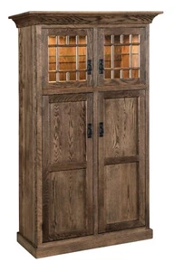Amish Mission Craftsman Kitchen Pantry Storage Cupboard Roll Out Shelf Glass - Picture 1 of 2