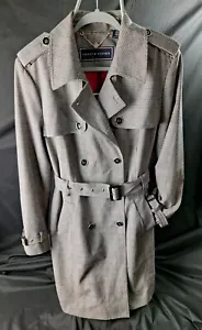 tommy hilfiger XL women trench coat Red Black Gray White Plaid - Picture 1 of 19