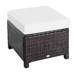 Outsunny Ottomans Outdoor Polyester Box Edge Plastic Cream White Cushioned Brown - Picture 1 of 7