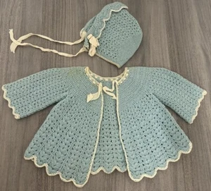 Crochet pattern, Baby Coat and Bonnet. Baby girl set. hat, cardigan Read - Picture 1 of 9