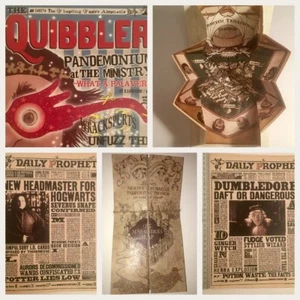 LOT 5 HARRY POTTER HANDMADE QUIBBLER,MARAUDERS MAP,DAILY PROPHETS,QUIDDITCH MAP - Picture 1 of 12
