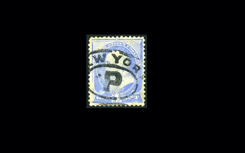 US Stamp Used, VF/XF S#212var- light blue variety, New York P cancel - Image 1 of 1