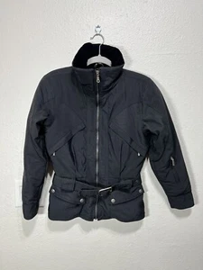 Vintage Nils Ski Black Belted Womens Jacket With Velvet Trim Size 4 - Picture 1 of 12