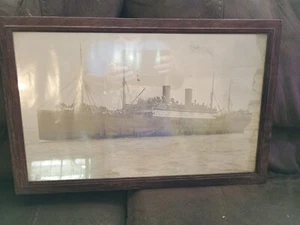 Vintage Militär gerahmtes Wandbild USS Mobile 1919 - Bild 1 von 3