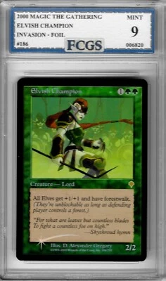 2000 Magic the Gathering Elvish Champion Invasion FOIL #186 Graded FCGS 9 MINT! - Image 1 of 2