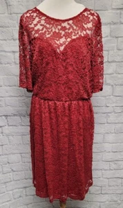 NWT AMERICAN RAG PLUS 3X CHILI RED FLORAL LACE SWEETHEART FIT FLARE DRESS - Picture 1 of 18