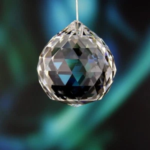 40mm (1-1/2") “Austrian Style” 30% Lead Crystal Prism Ball/Sphere/Pendant - Picture 1 of 5
