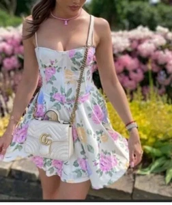 ZARA NEW WOMAN SHORT STRAPPY FLORAL CORSETRY-INSPIRED DRESS S 7385/358 - Picture 1 of 13