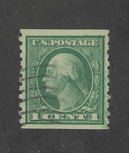 1914 1c GREEN WASH COIL (443) FANTASTIC CENTERING USED $45 - Picture 1 of 4