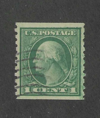 1914 1c GREEN WASH COIL (443) FANTASTIC CENTERING USED $45 - Image 1 of 4