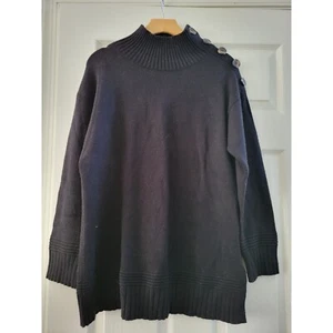 Anthropologie Black Margarita tunic knit Sweater size Medium mock neck neutral - Picture 1 of 10