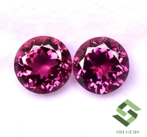 Natural Pink Tourmaline Round Cut Pair 8 mm 4.39 CTS Best Quality Loose Gemstone - Picture 1 of 5