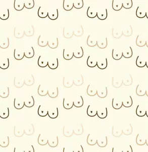 Cotton Fabric - Little Johnny Boobies Breasts Nude Craft Fabric Material Metre - Picture 1 of 8
