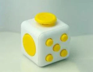 YELLOW/WHITE Magic Fidget 6-Side Cube Anxiety Stress Relief Spinner Adults Kids