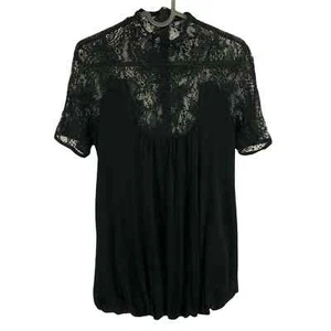 RRP €231 PIANURASTUDIO Black Lace High Neck Blouse Size IT 48 EUR 44 UK 16 US 14 - Picture 1 of 10