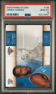 James Harden 2009-10 NBA Panini Studio #135 RC Rookie Card - PSA 10 Gem Mint - Picture 1 of 6