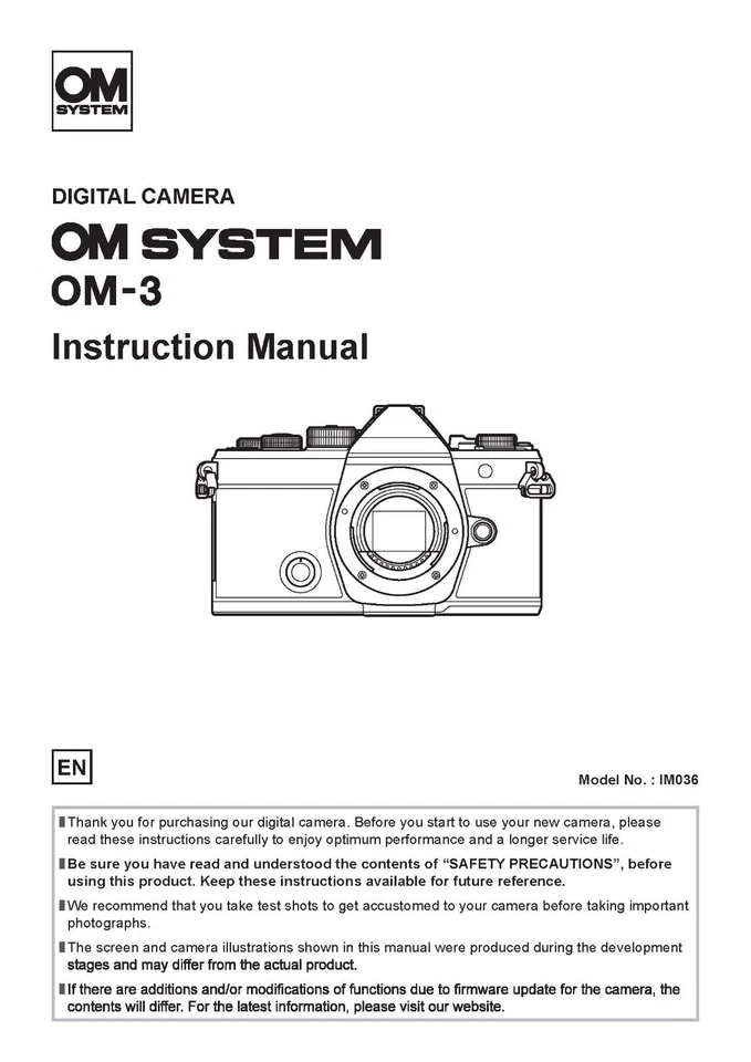 OLYMPUS OM-3 MODELO IM036 MANUAL DE INSTRUCCIONES IMPRESO GUÍA DEL USUARIO 549 PÁGINAS