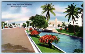 POSTAL DE LINO VINTAGE DADE CANAL BLVD MIAMI BEACH FLORIDA FL 1940-50 - Imagen 1 de 2