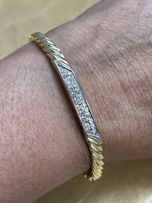 Brazalete brazalete vintage de oro amarillo de 18k y diamantes Foto 1 de 4