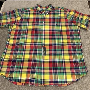 Polo Ralph Lauren Shirt Mens 4XLT Plaid Short Sleeve Button Up TALL NEW $125 - Picture 1 of 12
