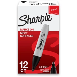 Marcadores permanentes SHARPIE, punta de cincel, negro, 12 unidades - Imagen 1 de 8
