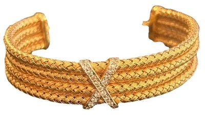 Brazalete Stauer Italiano Fantasia Diamondaura Oro 18k Acabado Bronce Tejido X Foto 1 de 4