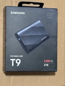 Samsung - T9 Portable SSD 2TB, Up to 2,000MB/s, USB 3.2 Gen2 - Black SEALED - Picture 1 of 7