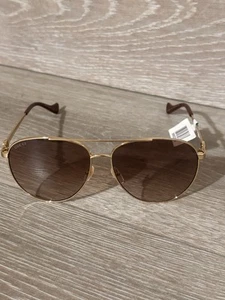GUCCI GG1088S 002 SUNGLASSES GOLD FRAME BROWN LENS 61-14-140 XL - MADE IN JAPAN - Picture 1 of 15